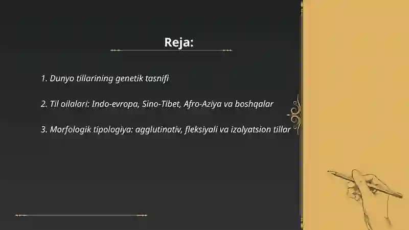 Dunyo tillari va tillar tasnifi 2