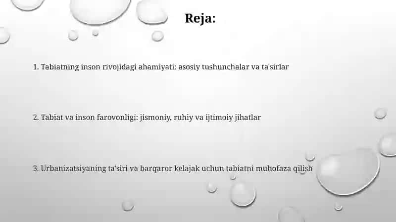 Tabiat va inson farovonligi 2