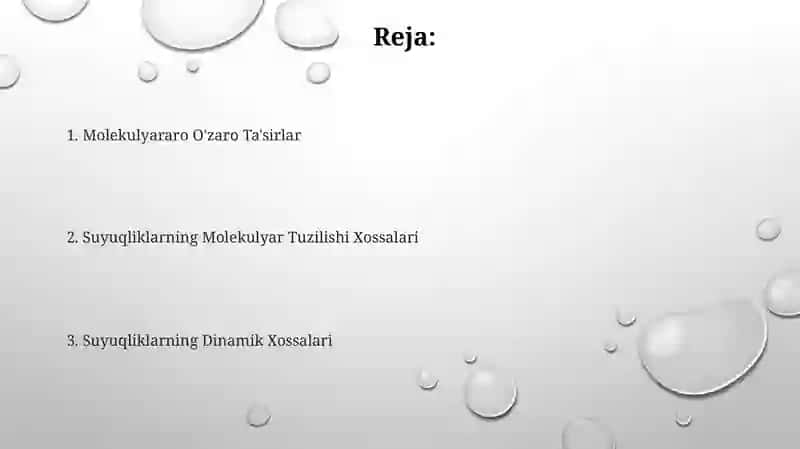 Suyuqliklar Molekulyar Tuzilishining Xususiyatlari 2