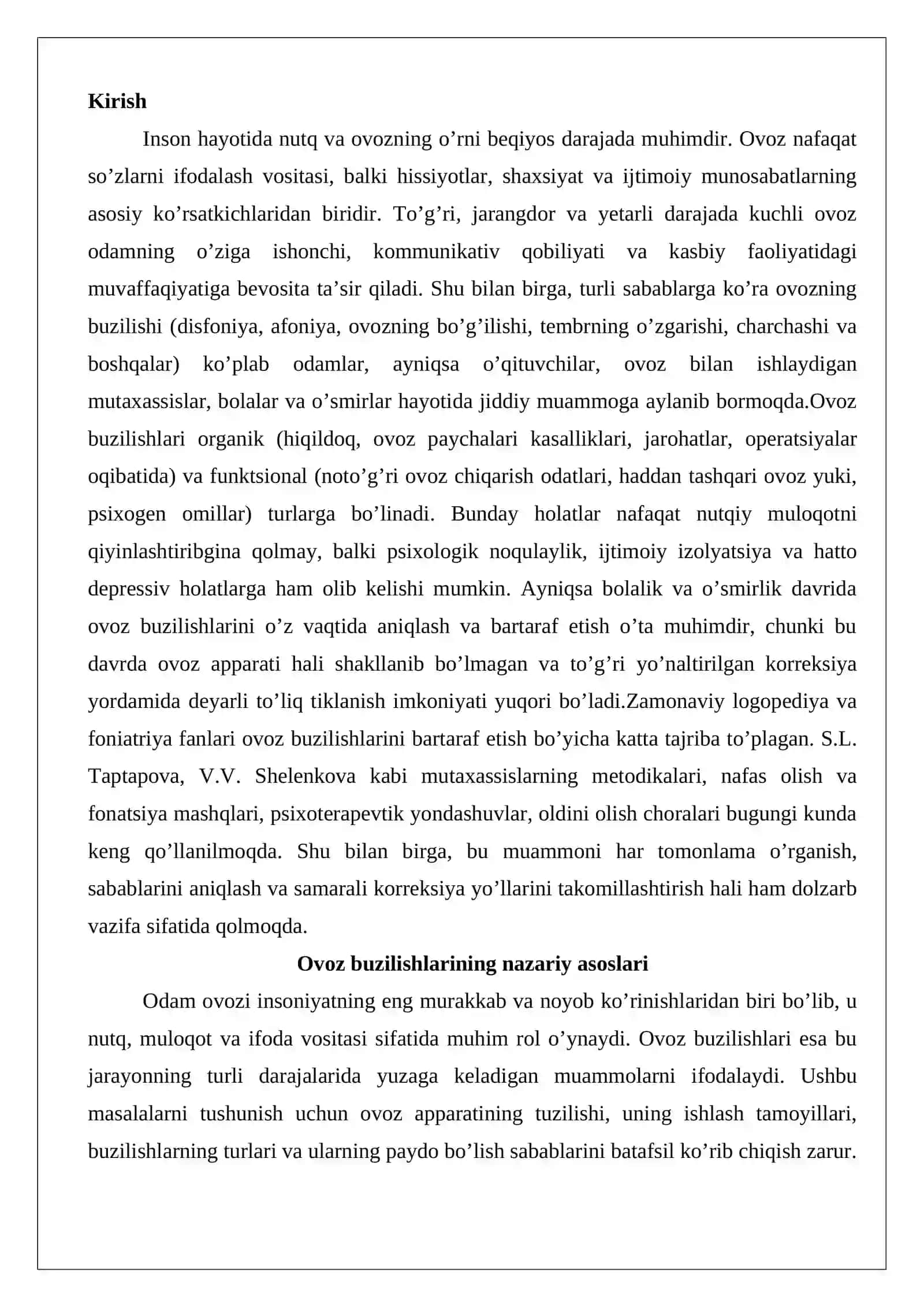 Ovoz buzilishlarini bartaraf etish yo’llari 2