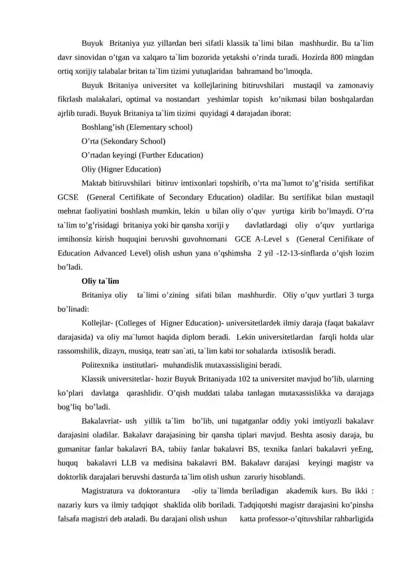 Iqtisodiy rivojlangan davlatlarda ta`lim  tizimi 2