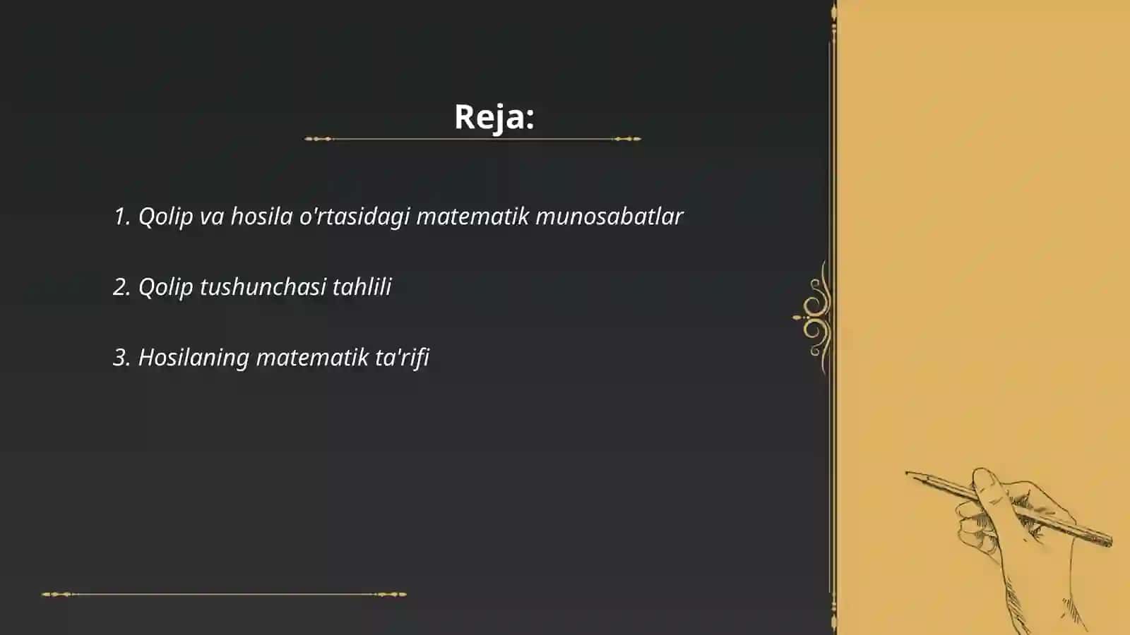 Qolip va hosila munosabati 2