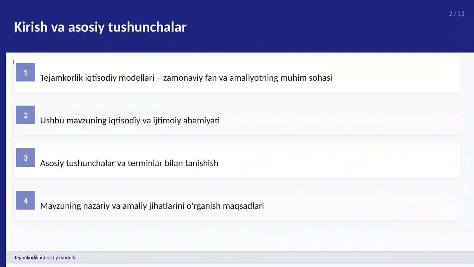 Tejamkorlik iqtisodiy modellari 2