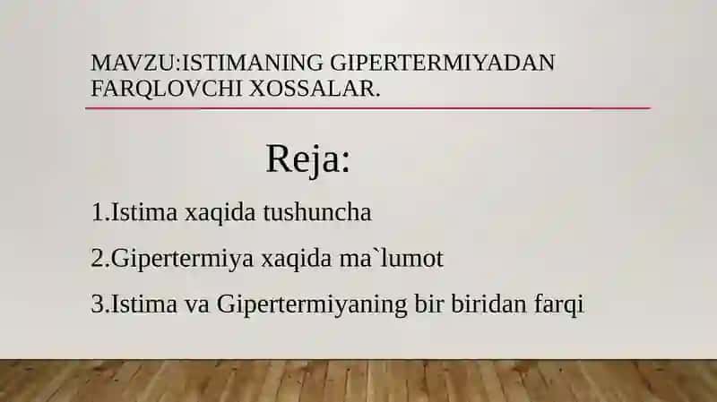 Istimaning Gipertermiyadan farqlovchi xossalar 2