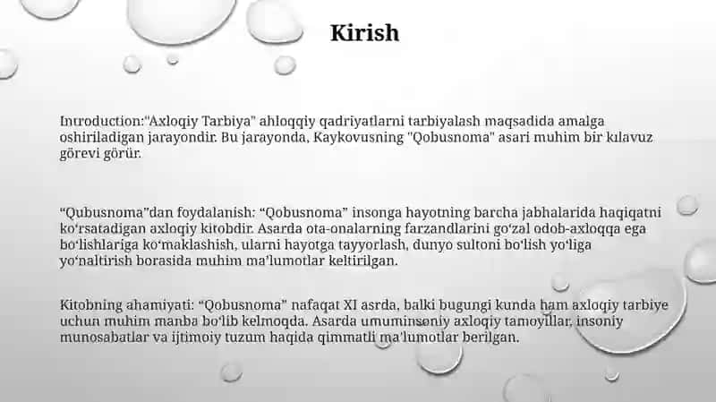 Kaykovusning "Qobusnoma" 2