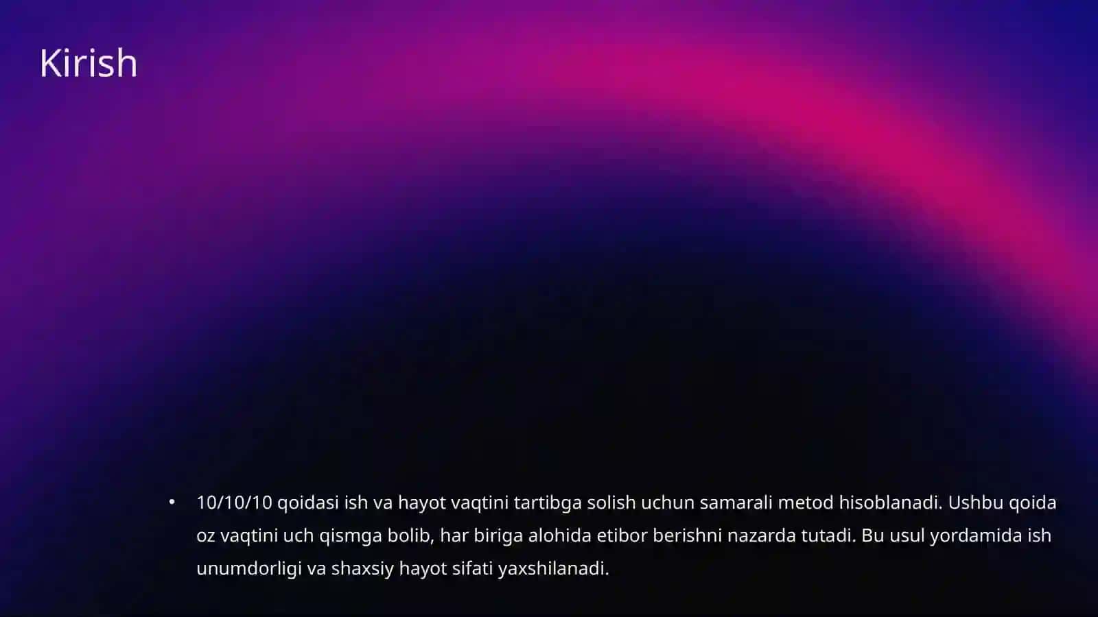 101010 Qoidasi Vaqtni samarali boshqarish usuli 2
