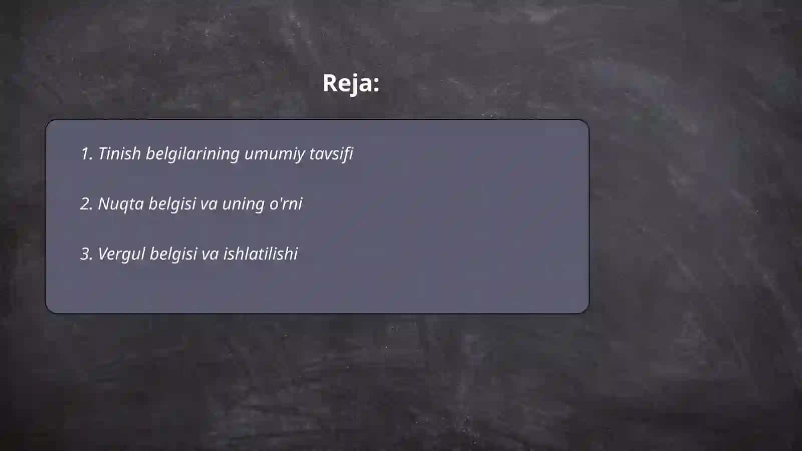 Tinish belgilarining qoʻllanishi oʻrniga koʻra turlari 2