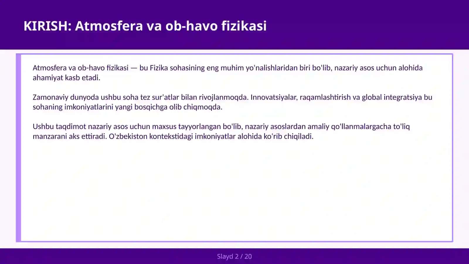 ATMOSFERA VA OB-HAVO FIZIKASI 2