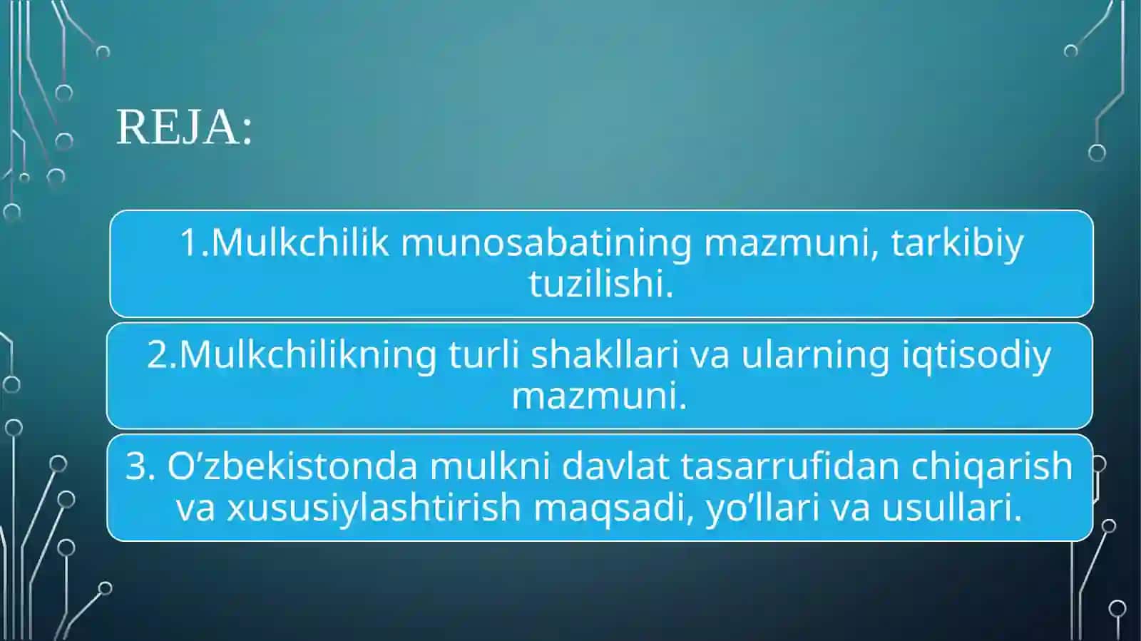 Mulkchilik shakllari va mulkchilik munosabatlari 2
