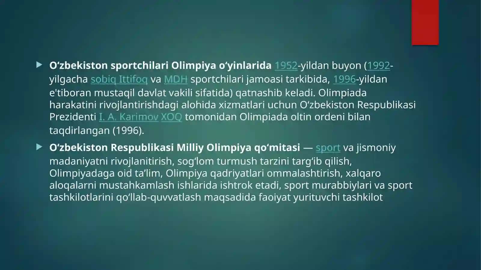 Oʻzbekistonda olimpiya sport turlarining rivojlanishi 2