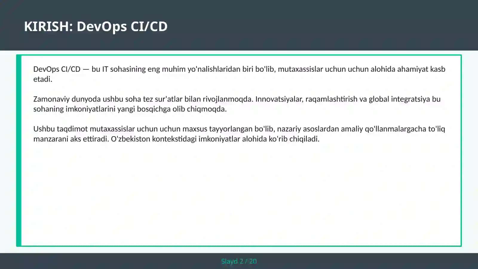 KIRISH: DevOps CI/CD 2