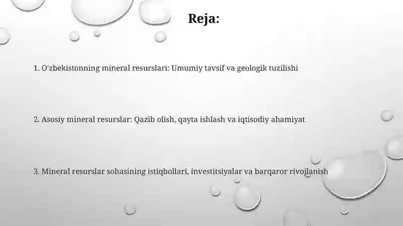 Oʻzbekistonning foydali qazilmalari haqida maʼlumot 2