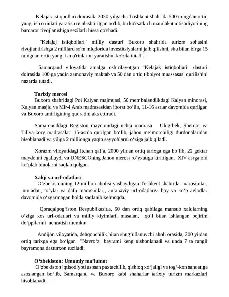 O'zbekiston turizmi 2