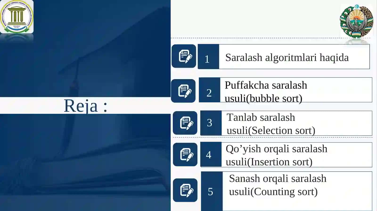 Axborotlarni saralash algoritmlari 2