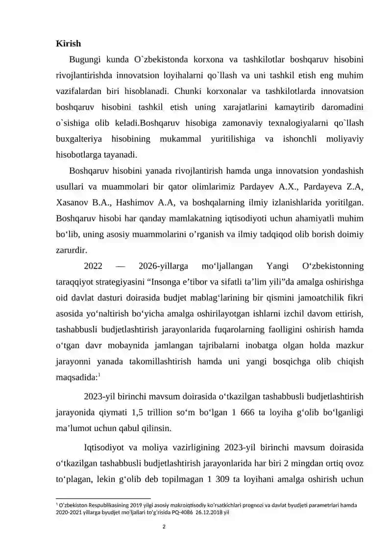 Boshqaruv hisobini yanada rivojlantirish 2