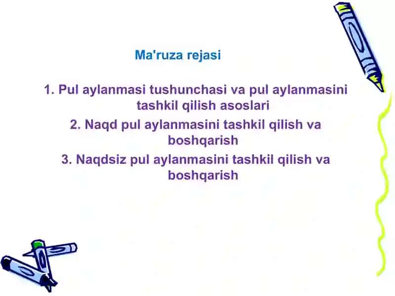 Pul aylanmasi va uning tarkibi 2