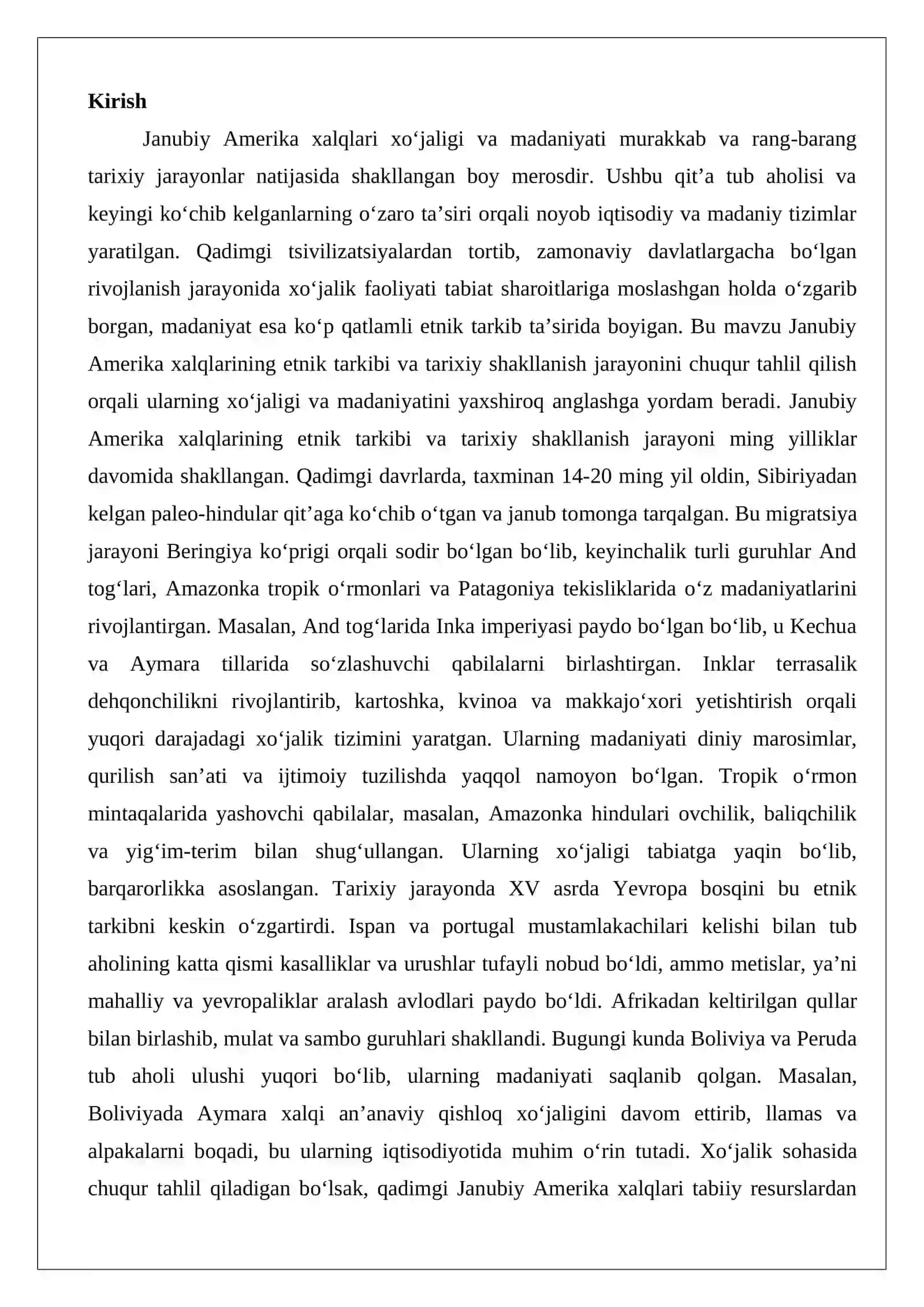 Janubiy Amerika xalqlari xoʻjaligi va madaniyati 2