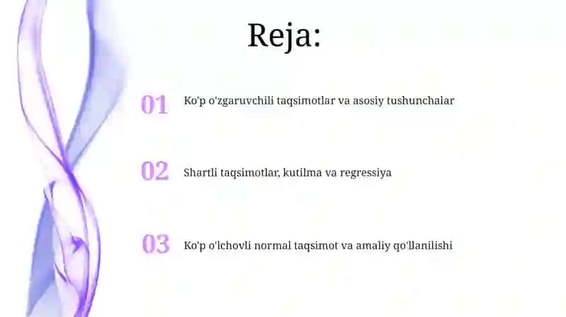 Ko‘p o‘lchovli taqsimot. Shartli taqsimotlar 2