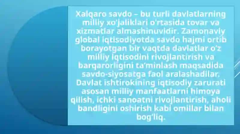 Xalqaro savdoda davlatning roli 2