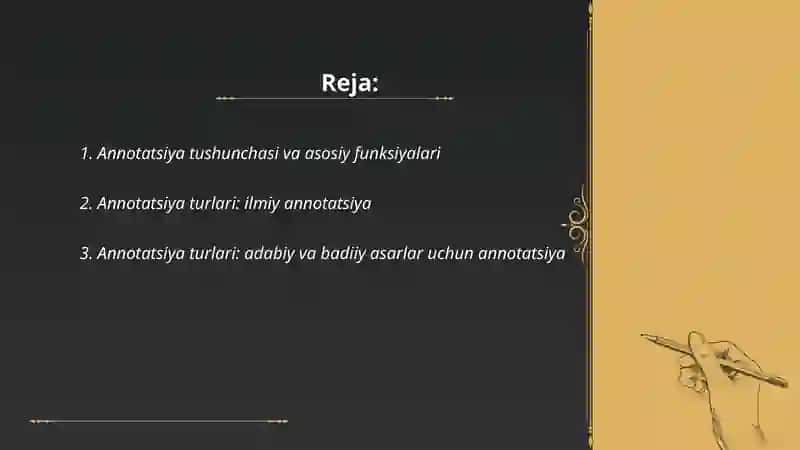 Annotatsiya, Retsenziya, Taqrizning o'ziga xosligi 2