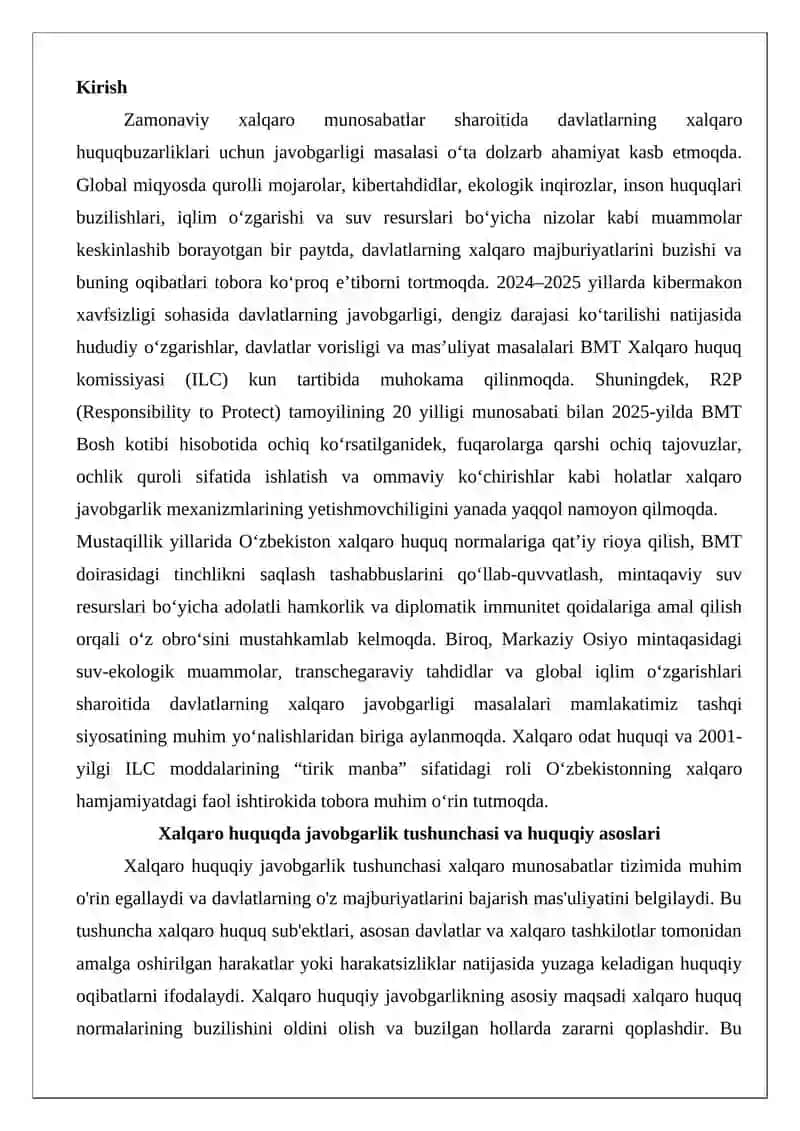 Xalqaro huquqda javobgarlik masalalari 2