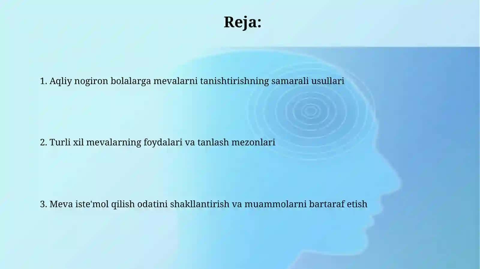 Aqli zaif bolalargamevalarnitanitish 2