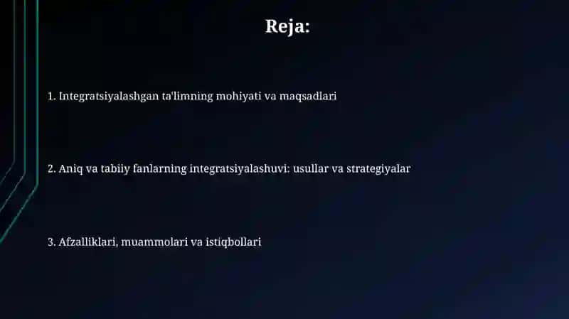 Aniq va tabiiy fanlar doirasida integratsiyalashgan ta'lim mazmuni 2