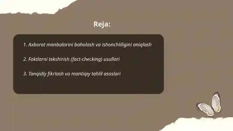Axborotlarni mustaqil tahlil qilish koʻnikmalarini egallash 2