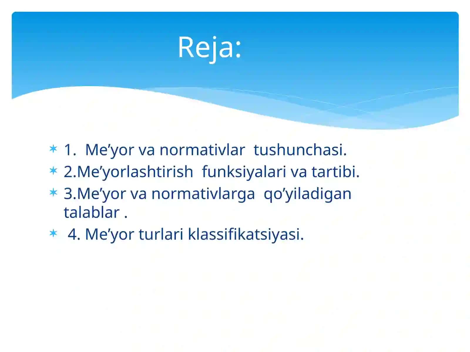 Me’yor va normativlar 2