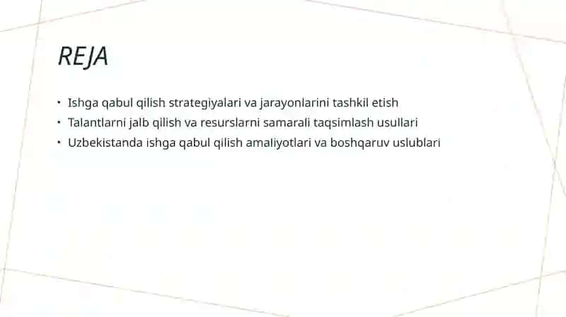 Rekruting faoliyati ni rejalaş[i] 2