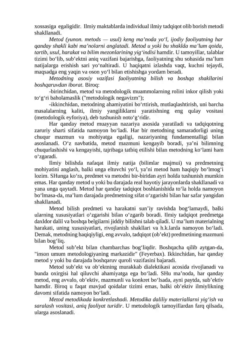 Ilmiy maktablar, metod, metodologiya, metodika 2