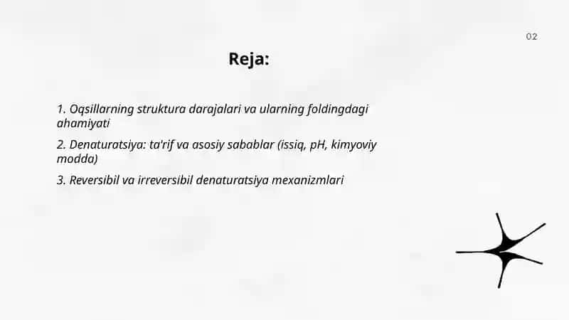 Oqsillarning denaturatsiyasi va folding 2