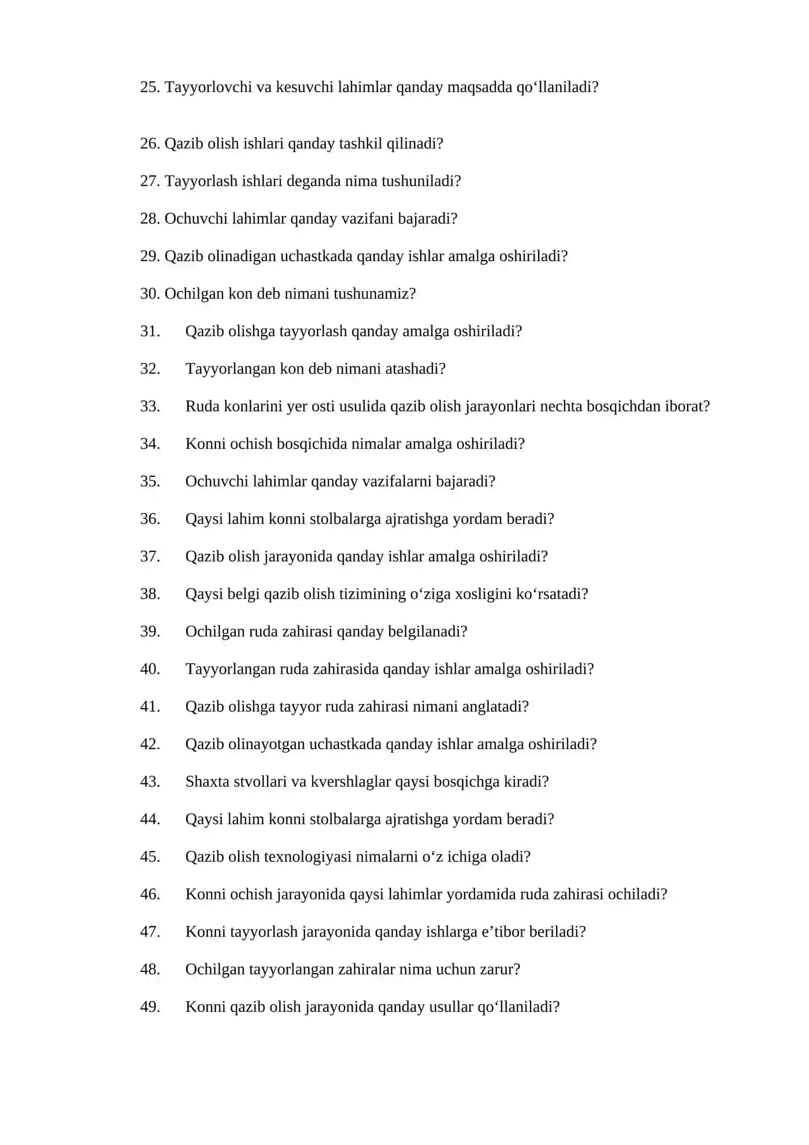 Yer osti konchilik ishlari fani 2