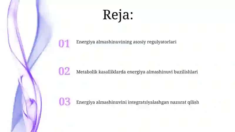 Energiya almashinuvining boshqarilishi 2