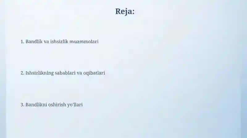 Bandlik va ishsizlik muammolari 2