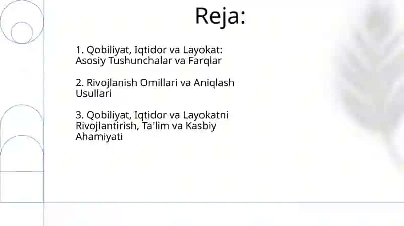 Qobiliyat, Iqtidor va Layokat 2