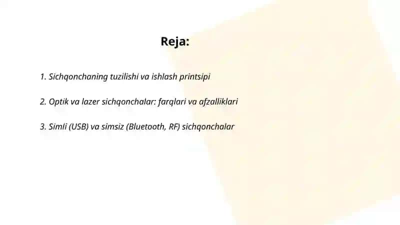 Kompyuter sichqonchalari tuzilishi 2