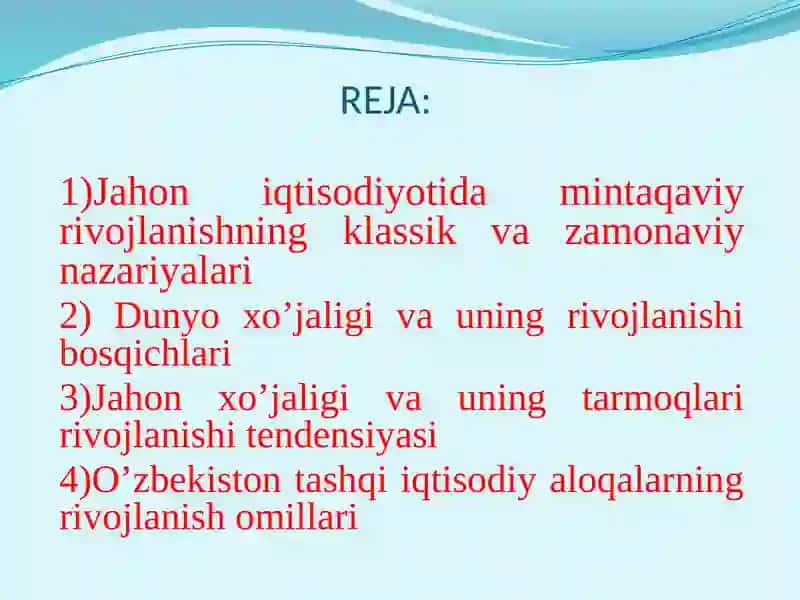 DUNYO XO’JALIGINING MINTAQAVIY XUSUSIYATLARI 2