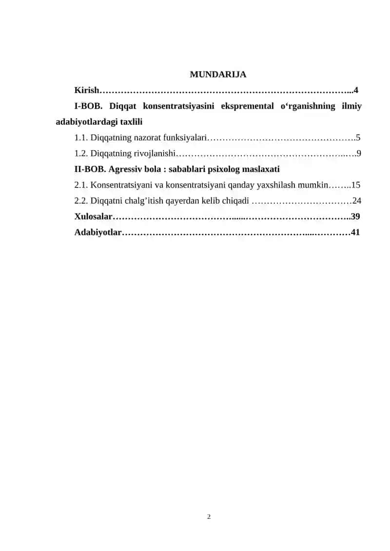 Diqqat konsentratsiyasini ekspremental o‘rganish 2