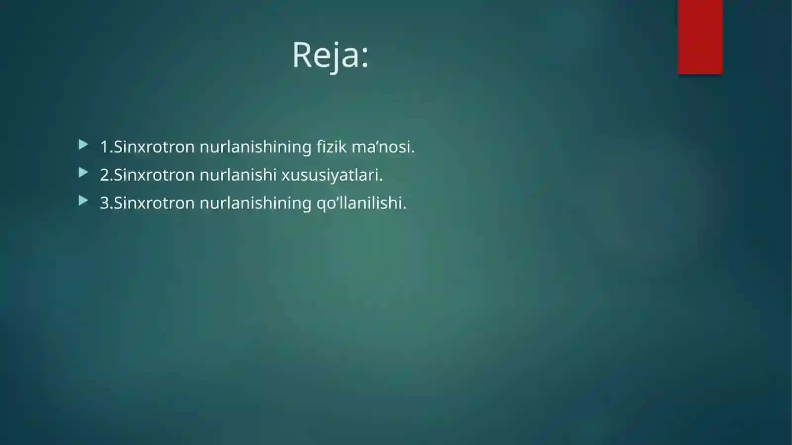 Sinxrotron nurlanishi va uning qo’llanilishi | Fizika prezentatsiya PPT 2