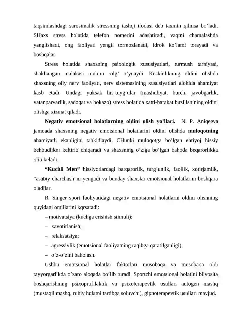Stress va uning bartaraf qilish usullari 2