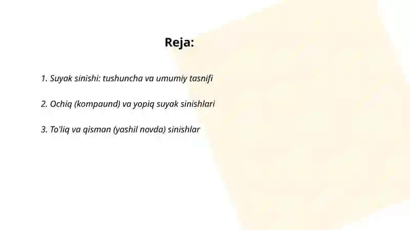 Suyaklarning sinishi sinishlarning tasnifi 2