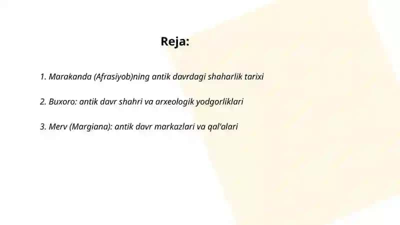 Oʻrta osiyoning antik davri shaharlari 2