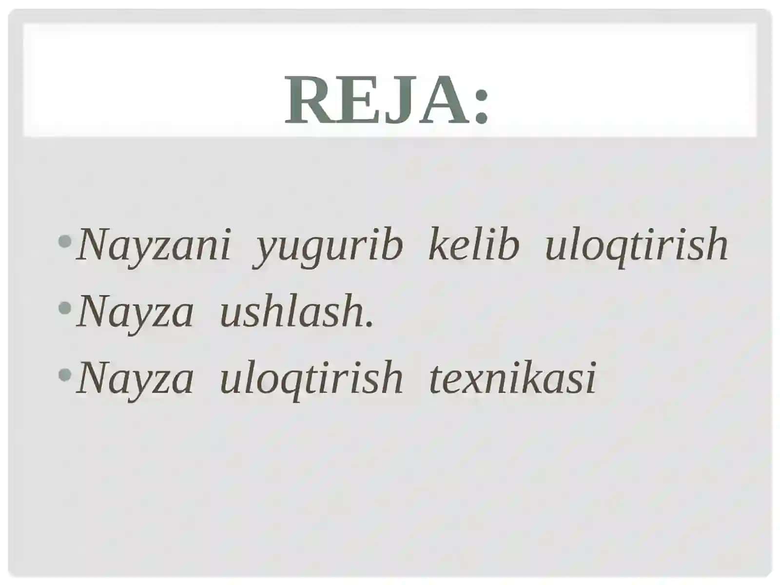 NAYZA ULOQTIRISH TEXNIKASI 2
