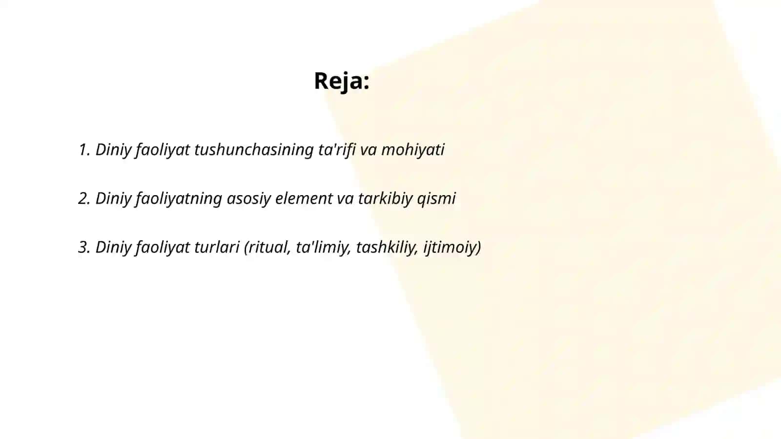 Diniy faoliyat tushunchasi 2