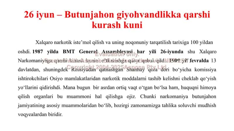 Giyohvandlik – umr zavoli 2