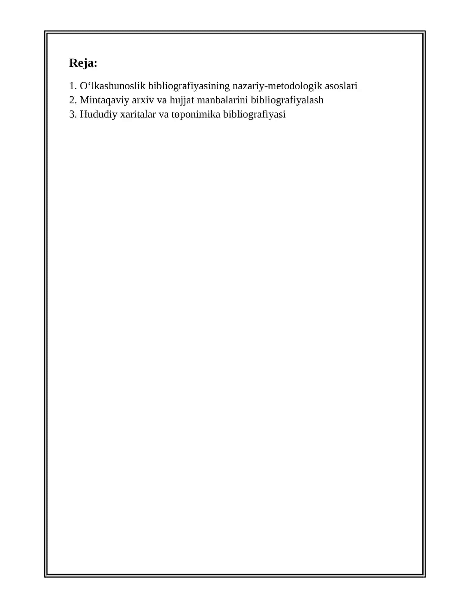 O`LKASHUNOSLIK BIBLIOGRAFIYASI 2