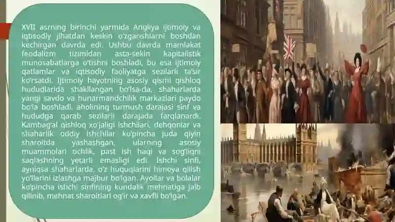 Inqilob arafasida Angliyaning ijtimoiy-iqtisodiy ahvoli 2