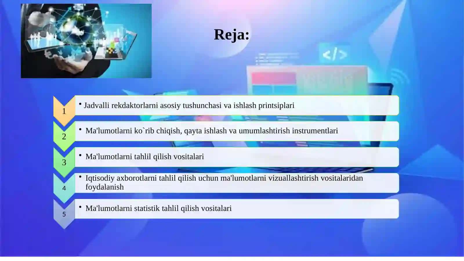JADVAL RЕDAKTORLARDAN IQTISODIY MASALALARNI ЕCHISH JARAYONIDA FOYDALANISH 2