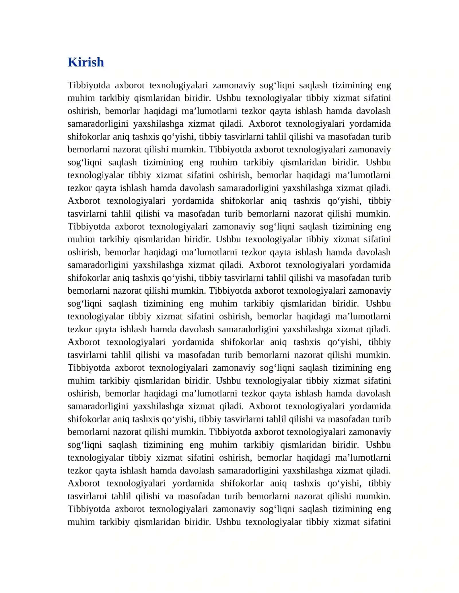 TIBBIYOTDA AXBOROT TEXNOLOGIYALARI ELEKTRON DARSLIK 2